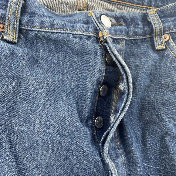 Vintage Levi's 501 Distressed Ripped Blue Cutoff Denim Shorts Button Fly Mens 40 - Picture 8 of 14